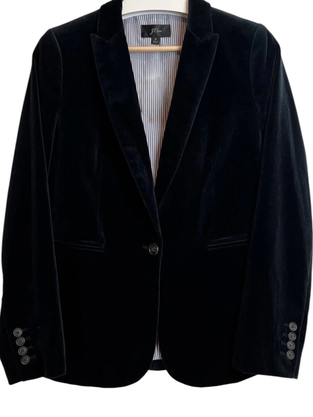 J. Crew Black Velvet Single-Button Blazer Size 8P Posh luxury